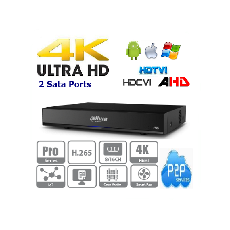 Pro 8 Kanal Hybrid DVR Rekorder 4K Dahua